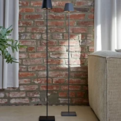 Lámpara de pie LED recargable Nuindie IP54 120 cm redonda USB-C grafito