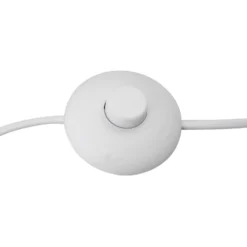 Lámpara de pie Lindby Adamio, Ø 45,5 cm, blanca, textil, trípode