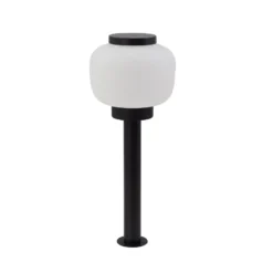 Lámpara de pie Orfeas de Lindby, blanco/negro, aluminio, Ø 24 cm