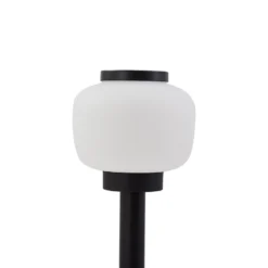 Lámpara de pie Orfeas de Lindby, blanco/negro, aluminio, Ø 24 cm