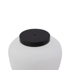 Lámpara de pie Orfeas de Lindby, blanco/negro, aluminio, Ø 24 cm