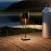 Lámpara de sobremesa recargable LED de bolsillo Nuindie, negra, IP54, atenuable