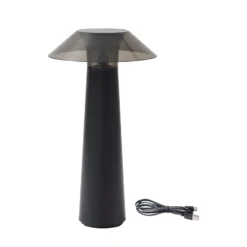 Lámpara de sobremesa recargable LED Lindby Gomba, negra, atenuable