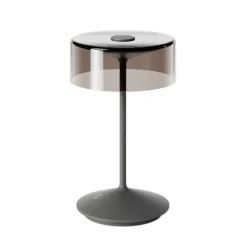Lámpara de sobremesa recargable Numotion LED, grafito, cristal, IP54, atenuable