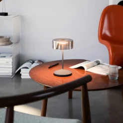 Lámpara de sobremesa recargable Numotion LED, grafito, cristal, IP54, atenuable