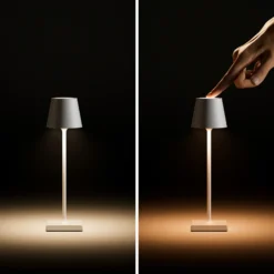 Lámpara de sobremesa recargable LED de bolsillo Nuindie, grafito, IP54,