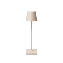 Lámpara de sobremesa recargable LED de bolsillo Nuindie, beige, IP54, atenuable