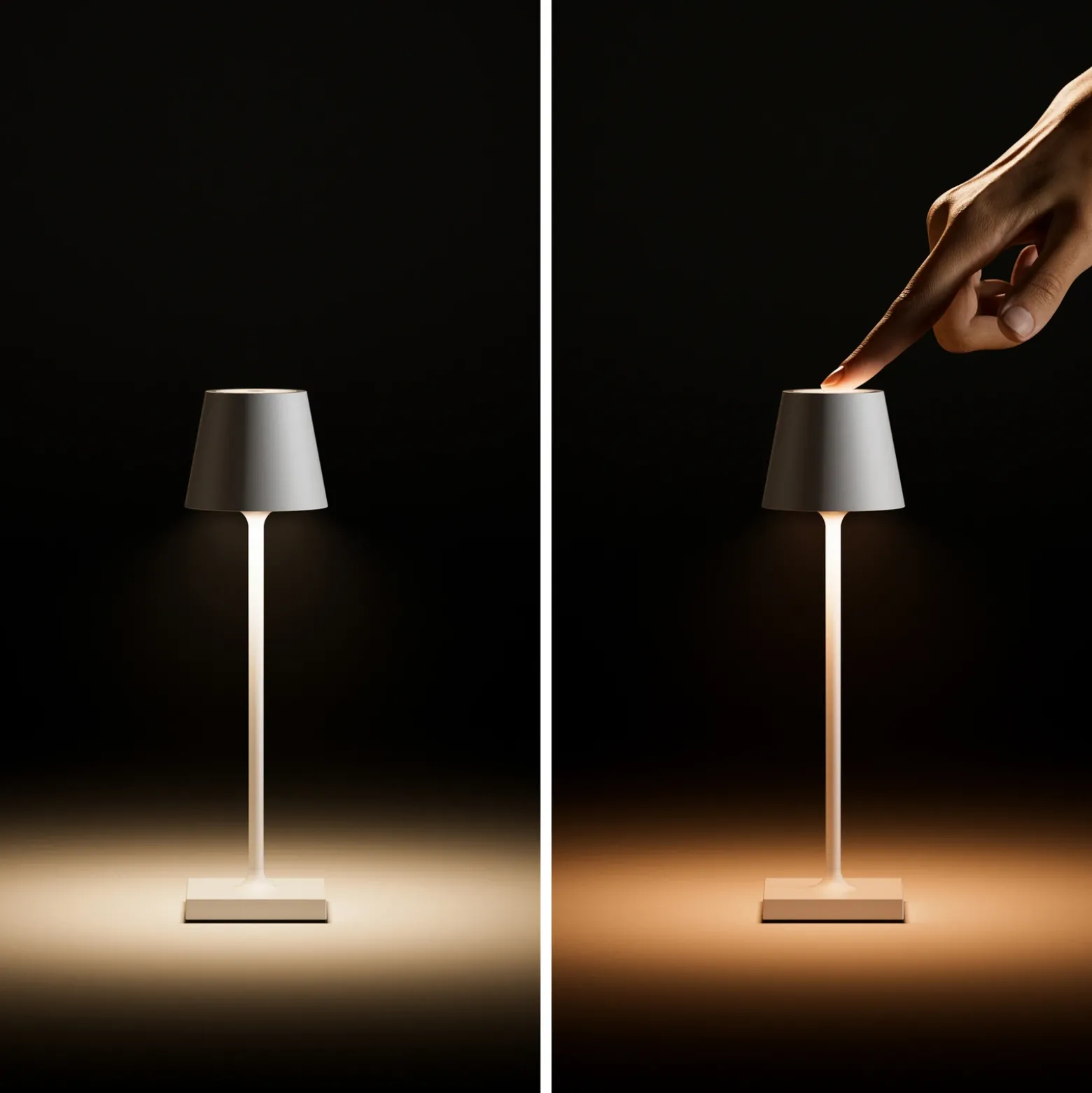 Lámpara de sobremesa recargable LED de bolsillo Nuindie, beige, IP54, atenuable
