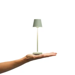 Lámpara de sobremesa recargable LED de bolsillo Nuindie, verde salvia, IP54,