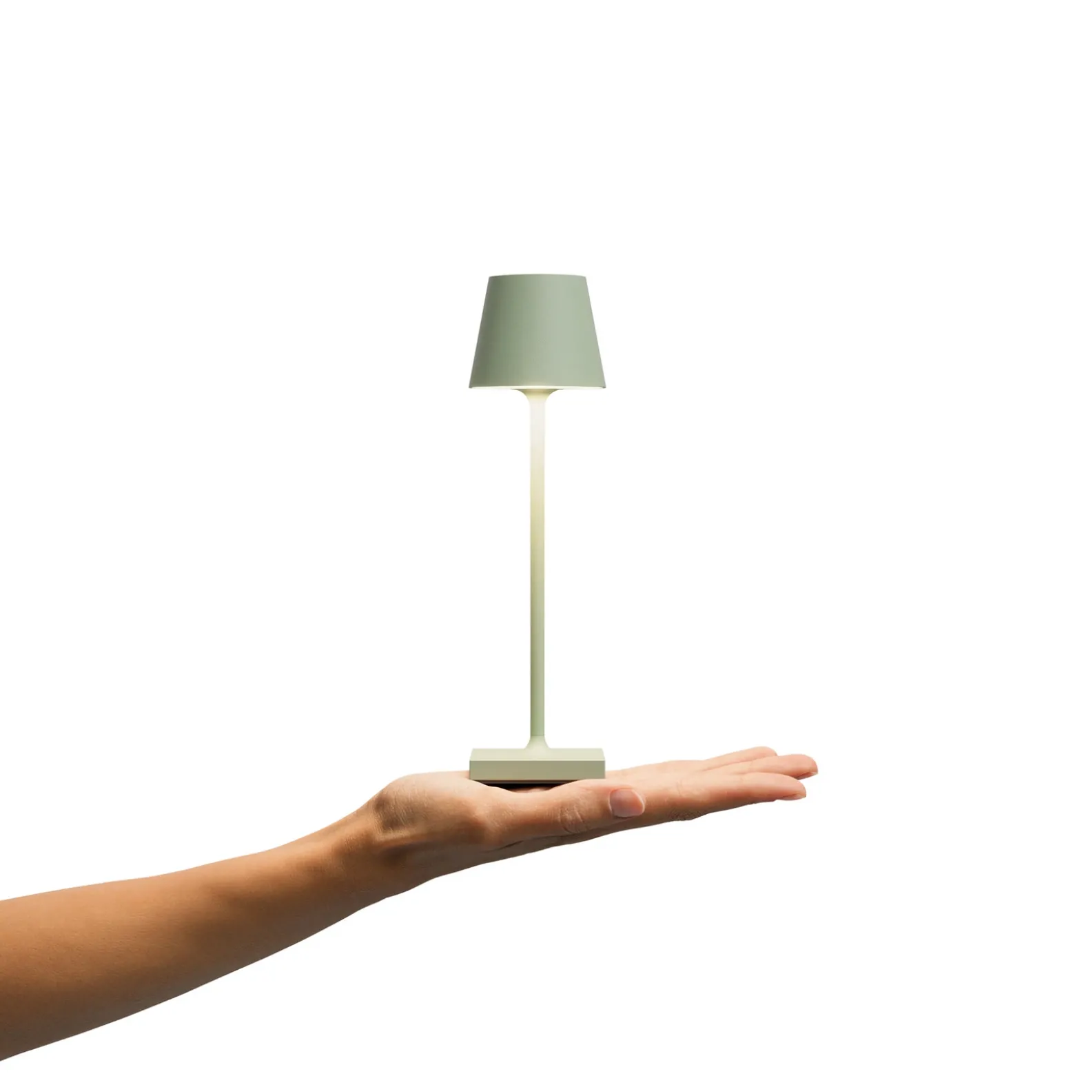 Lámpara de sobremesa recargable LED de bolsillo Nuindie, verde salvia, IP54,