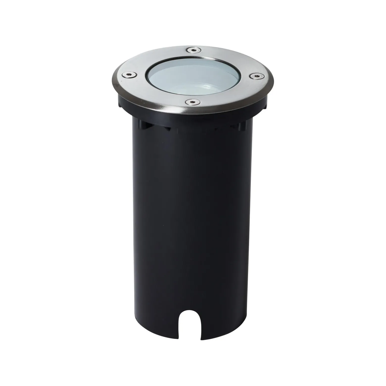 Lámpara de suelo empotrable Itch, Ø 11 cm, acero inoxidable, metal