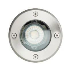Lámpara de suelo empotrable Itch, Ø 11 cm, acero inoxidable, metal