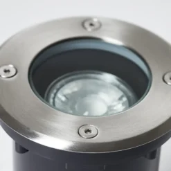 Lámpara de suelo empotrable Itch, Ø 11 cm, acero inoxidable, metal