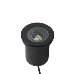 Lámpara de suelo empotrable Lindby Cliff, Ø 13 cm, redonda, negra