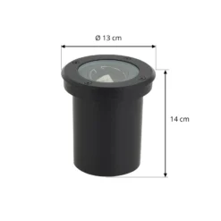 Lámpara de suelo empotrable Lindby Cliff, Ø 13 cm, redonda, negra