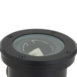 Lámpara de suelo empotrable Lindby Cliff, Ø 13 cm, redonda, negra