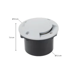 Lámpara de suelo LED empotrable Lindby Nandita, Ø 10 cm, plata, IP65