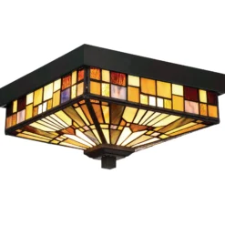 Lámpara de techo exterior Inglenook vidrio colores
