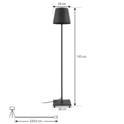 Lámpara de terraza Lucande Andrei, gris, 150cm de altura, IP54, E27