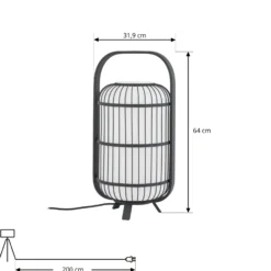Lámpara de terraza Lucande Tayori, negra, 64 cm, IP44