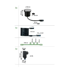 Lámpara empotrable LED Paulmann Plug & Shine, 4,5 W, juego de 3, Ø 10 cm, IP67