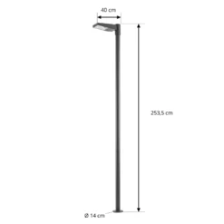 Lámpara exterior LED Arcchio Nefarius, 250 cm, gris oscuro, IP65
