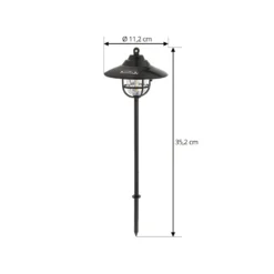Lámpara exterior LED Lindby Ketil, negra, pica de tierra, batería