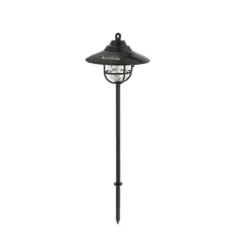 Lámpara exterior LED Lindby Ketil, negra, pica de tierra, batería
