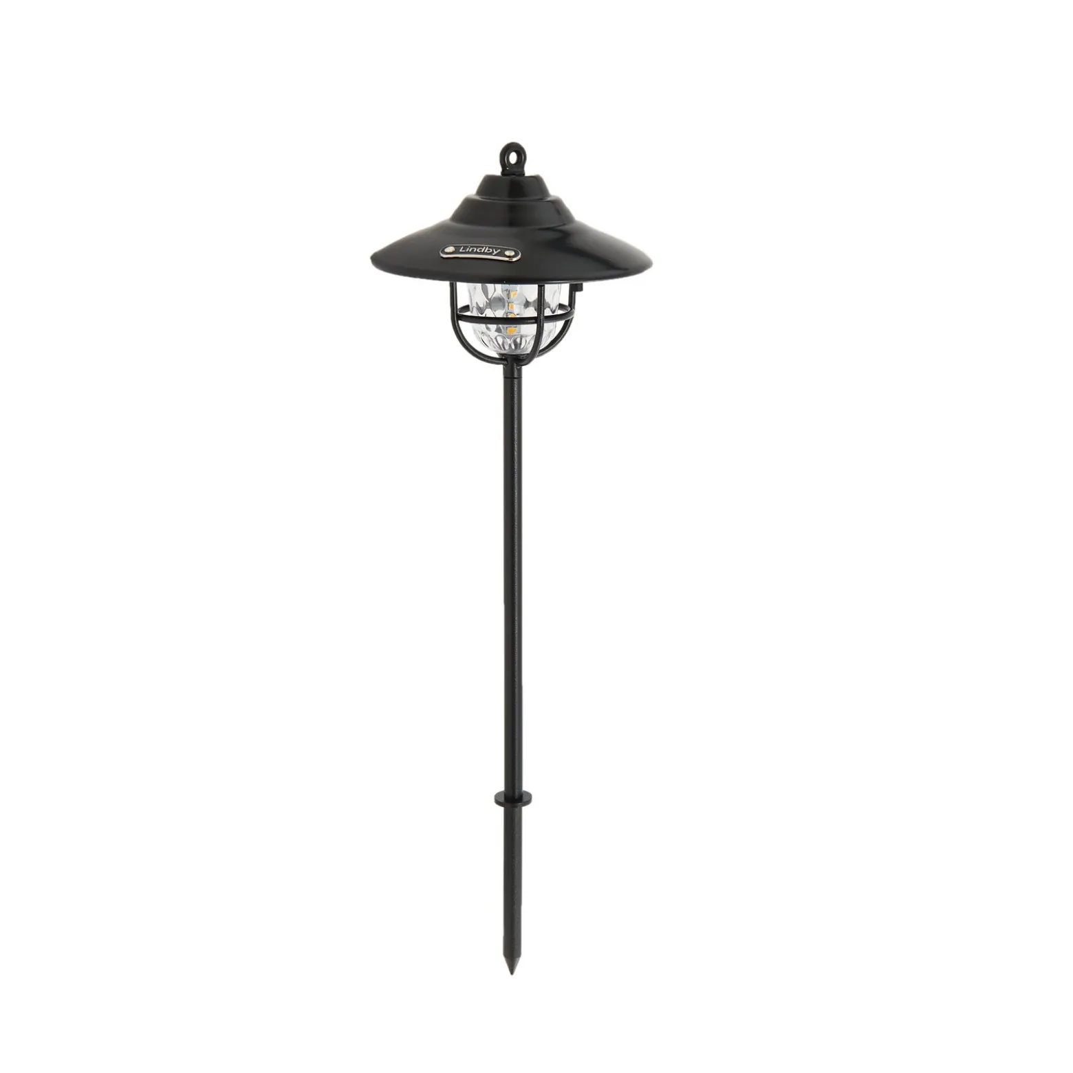 Lámpara exterior LED Lindby Ketil, negra, pica de tierra, batería