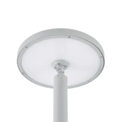 Lámpara exterior LED Lucande Akito, gris claro, altura 260 cm, IP54