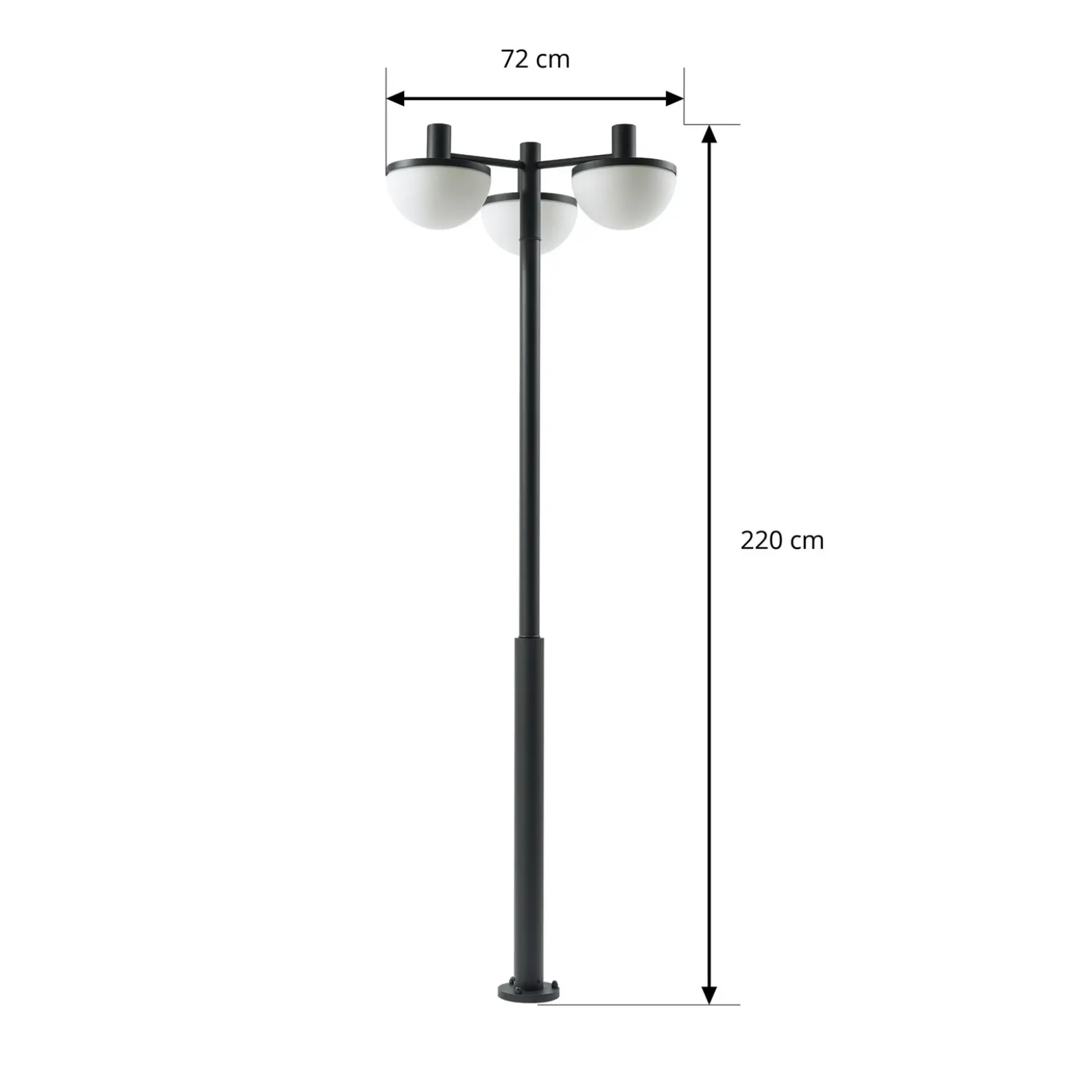 Lámpara exterior LED Lucande Toras, negra, con 3 luces, atenuable en CCT