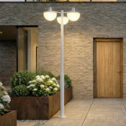 Lámpara exterior LED Lucande Toras, gris claro, 3 luces, CCT atenuable