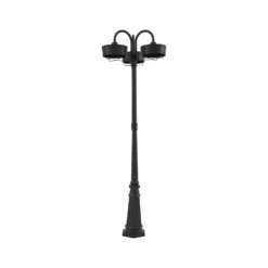 Lámpara exterior LED PRIOS Thorus, 204 cm, negro, 3 luces, IP44
