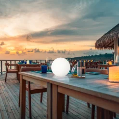 Lámpara exterior LED solar Dabus, Ø 30 cm, esférica, blanca, acrílica