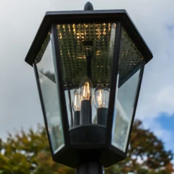 Lámpara exterior LED solar LONDON, negra, altura 227 cm, IP44