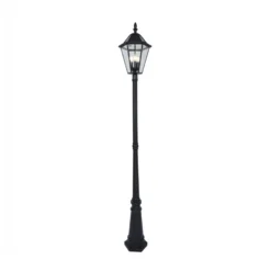 Lámpara exterior LED solar LONDON, negra, altura 227 cm, IP44