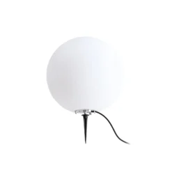 Lámpara globo Lindby Valyra, Ø 40 cm, IP54, pica para fijar en el suelo