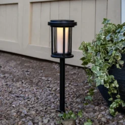 Lámpara LED con pica Alippa, negro, altura 44 cm metal