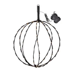 Lámpara LED con pica Esfera, Ø 40 cm, pila metálica negra