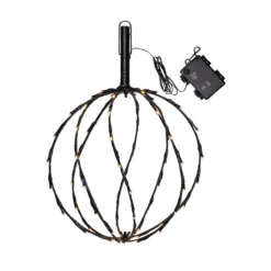 Lámpara LED con pica Esfera, Ø 30 cm, pila metálica negra