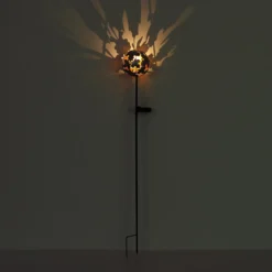 Lámpara LED con pica 36747, globo, marrón óxido, metal