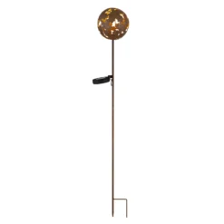 Lámpara LED con pica 36747, globo, marrón óxido, metal