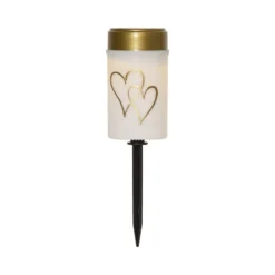 Lámpara LED con pica Hearty, blanco/oro 12 cm plástico