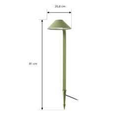 Lámpara LED con pica Lindby Capelo, verde claro, 78 cm, IP65
