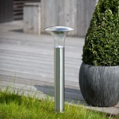 Lámpara LED con pica Lindby Jolin, 66 cm, acero inoxidable