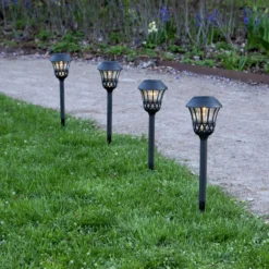 Lámpara LED con pica, negra, 31 cm de altura, 4 unidades