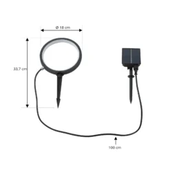 Lámpara LED con pica para el suelo Lindby Syrene, 18 cm, negra, aluminio