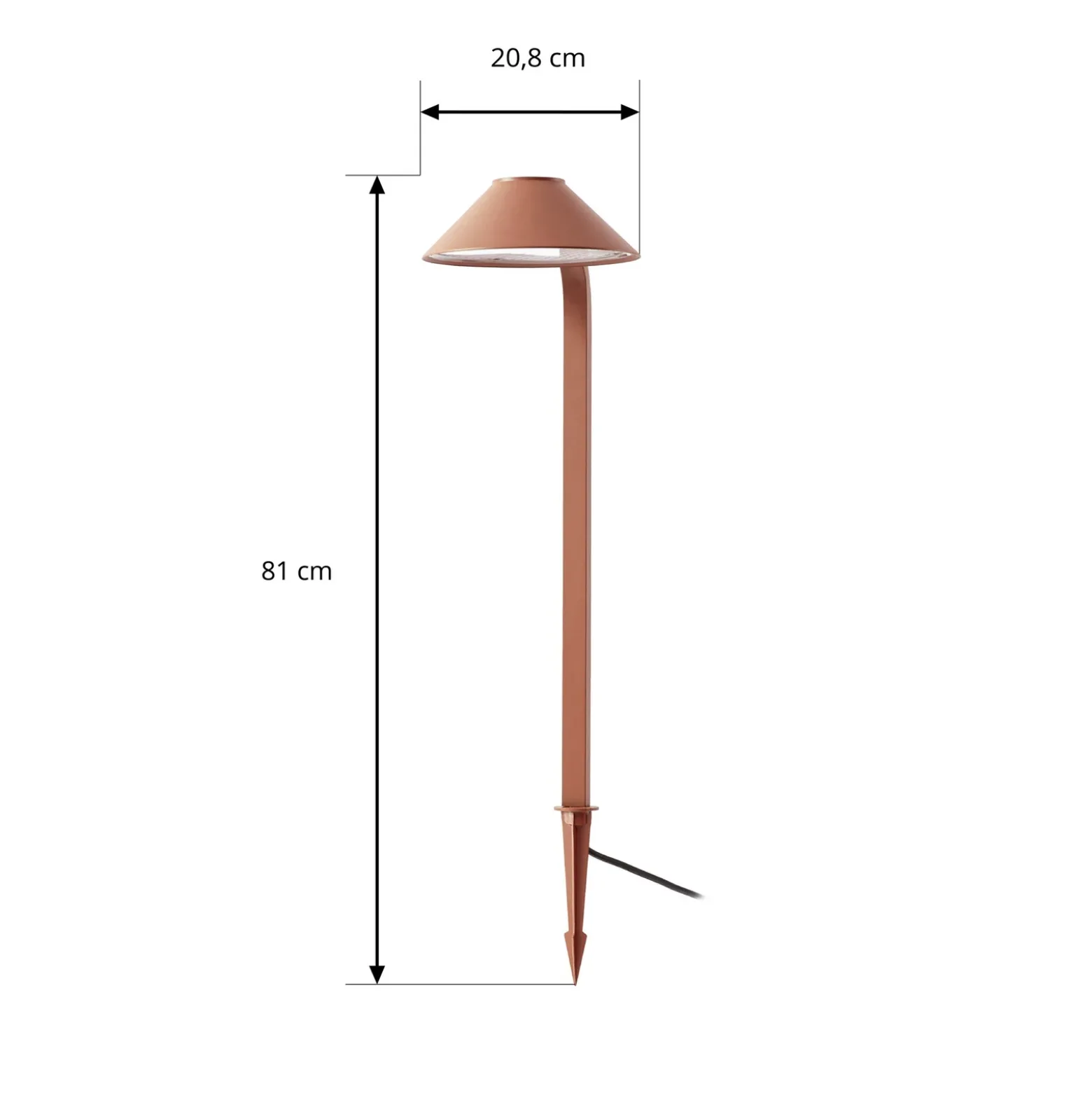 Lámpara LED con pica para jardín Lindby Capelo, color tierra, 78 cm, IP65