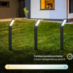 Lámpara LED con pica solar 3796015, negra, plástico, CCT