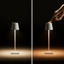 Lámpara LED de mesa con batería Nuindie pocket, gris, IP54, atenuable